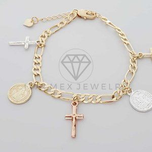18K Gold Plated Saint Benedict Cross Bracelet |